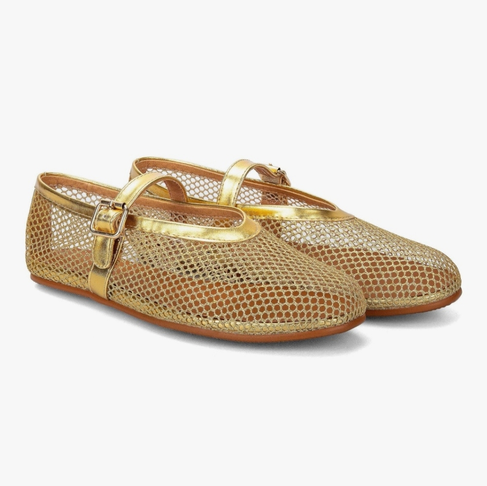 Gold Mesh Mary Jane Flats